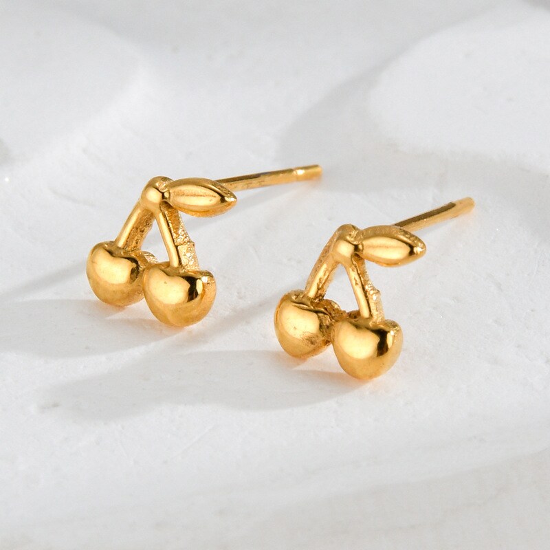 1 Pair Simple Fashionable Style Plant Shape Stainless Steel 18K Gold Plated Women's Stud Earrings h5 